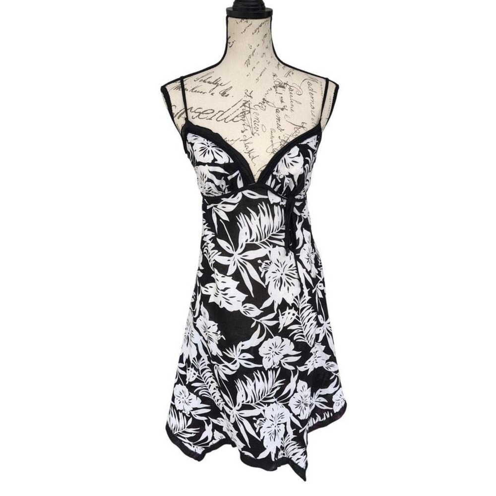 Vintage Y2K Charlotte Russe Asymmetrical Semi Sheer Babydoll Midi Sundress Large